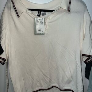 H&M Cream Polo Shirt with Red Details